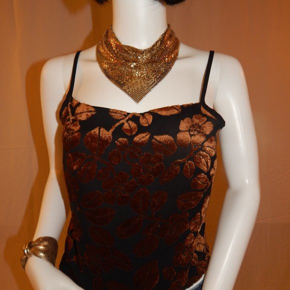 Tena Rae Custom- copper/black SILK/VELVET CAMI - Picture 1 of 10